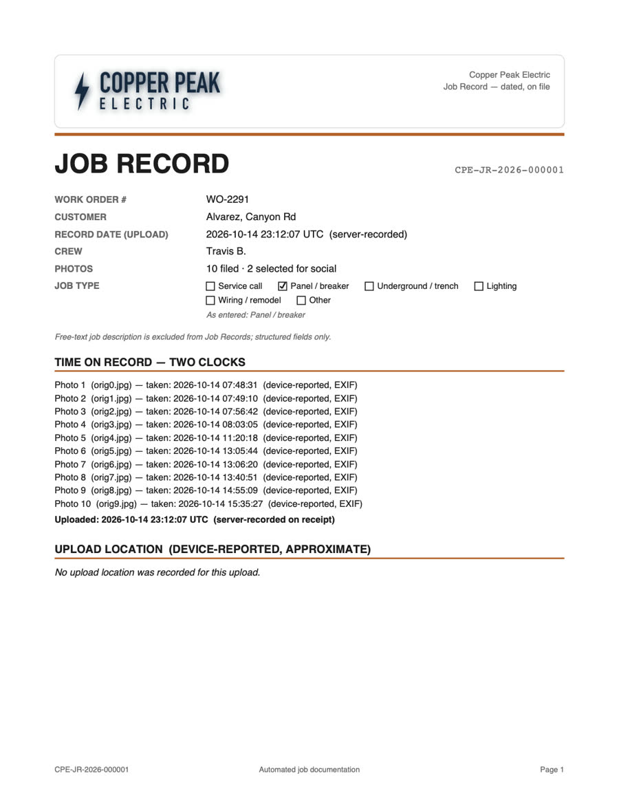 Job Record page 1 of 12